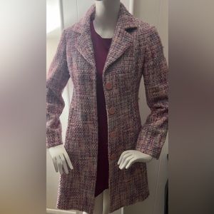 VERO MODA EUROPEAN WOOL BERRY BLENDS COAT NWOT SMALL LINED IN MAUVE